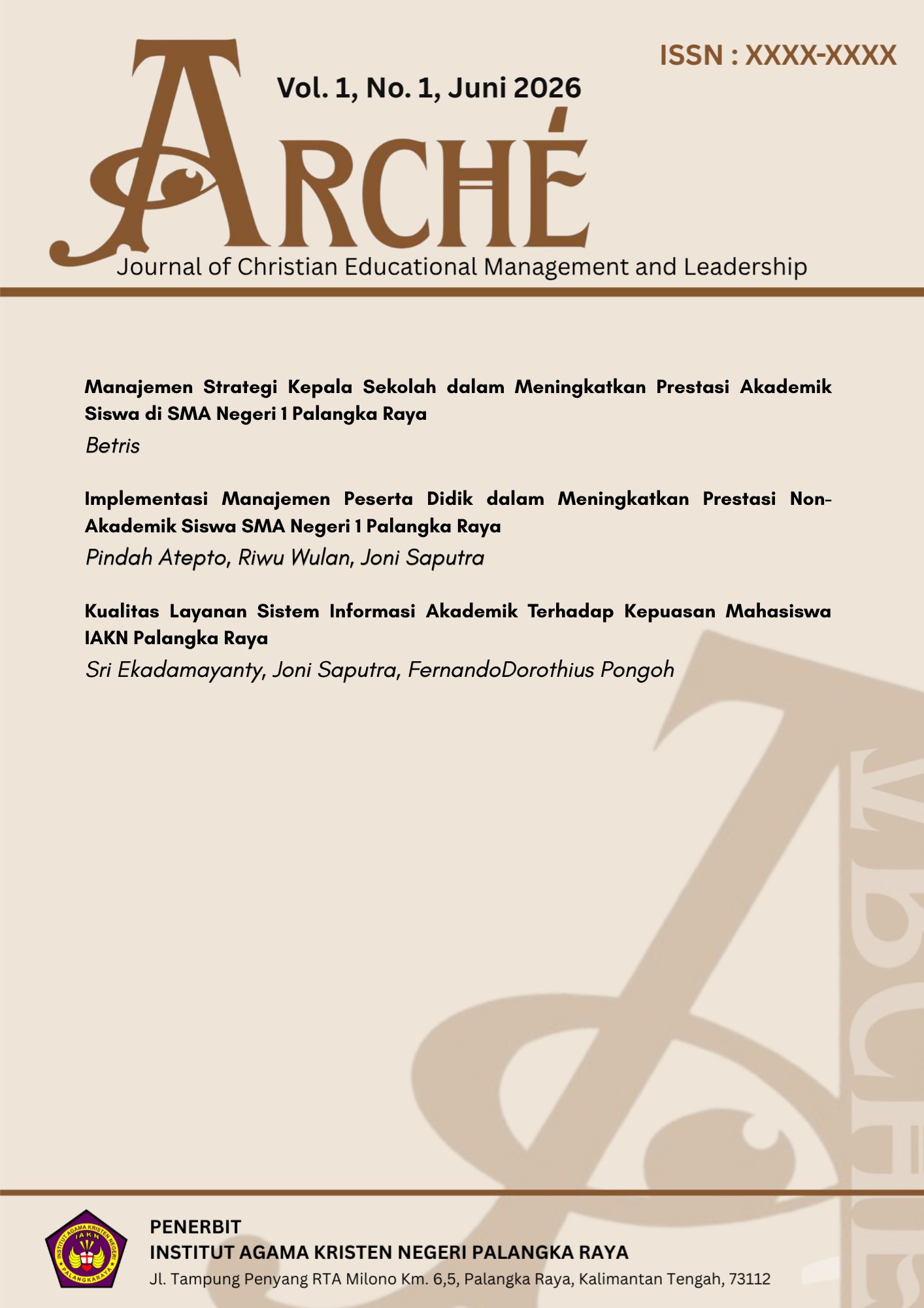 					View Vol. 1 No. 1 (2026): ARCHĒ : Juni
				